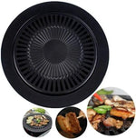 borvat IBBO® - Grillplaat - Bakplaat anti-aanbak - Camping Jack Grill bevestiging voor draagbaar gasfornuis - Diameter 31.5 cm - voor gasfornuis - Antiaanbaklaag - Zwart -