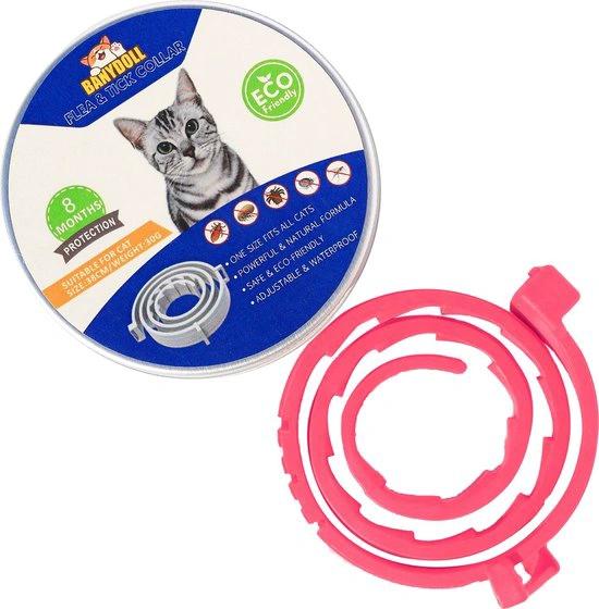 borvat IBBO® - Vlooienband kat - Verstelbaar - 8 maanden bescherming - Vlooienband - Natuurlijk - Tekenband - Anti vlooien - 38cm - Fit all sizes - Vlooienbandjes kat - Vlooien - Roze -
