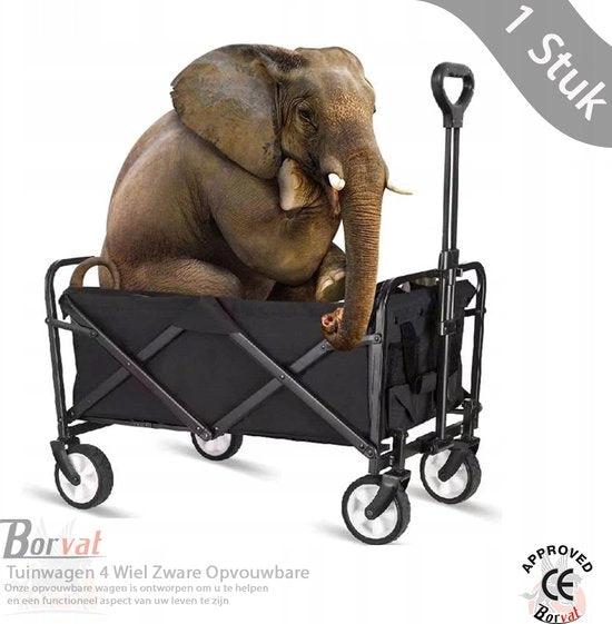 BORVAT Tuinwagen 4-Wiel - Opvouwbare Tas - Tuin Trolley - Winkelwagen - Kruiwagen - Zwart by BORVAT