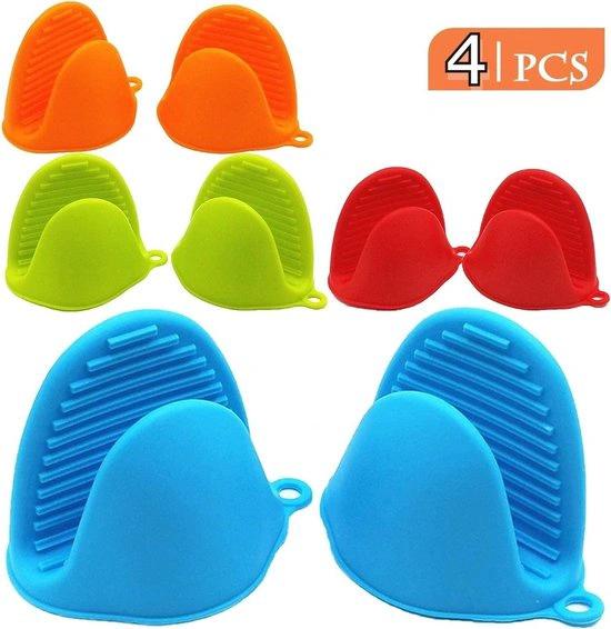 4XPannenlap - Hittebestendige Siliconen Ovenwanten - Antislip - Keukenwanten - Set Van 4 Stuks by Merkloos