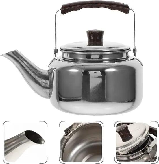 borvat IBBO® - Luxe RVS Kettle Theepot - 2.5 liter - ketel Camping - Theepot - Waterkoker - Zilver -