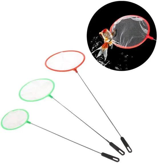 Borvat® Borvat® - Kinder Visnet Set Aquarium Net - Veilig - Plastic Roestvrij Staal - Voor Aquaria - Willekeurige Kleur - 3 stuks -