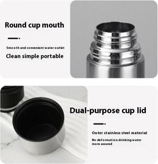 Merkloos Thermosbeker -Travel Mug voor Koffie en Thee - Thermal Water Bottle for Tea Hot -Cold Drinks Stainless Steel Vacuum Sealed Insulated-RVS -510ML-Zilver -