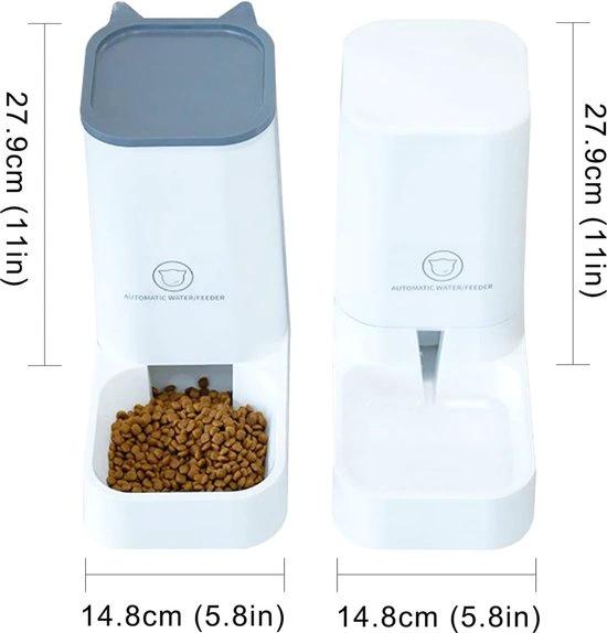 Huisdierenvoeder - Voedseldispenser - Droog Voedsel - Automatische Waterdispenser - Voer voor Honden/Katten - Hond - Kat - 2 stuks - BPA-vrij - Wit by Merkloos
