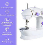 Merkloos Mini Naaimachine Elektrische - Kleine Naaimachine - Compacte Naaimachine - Handnaaimachine Elektrisch - Wit/Paars -