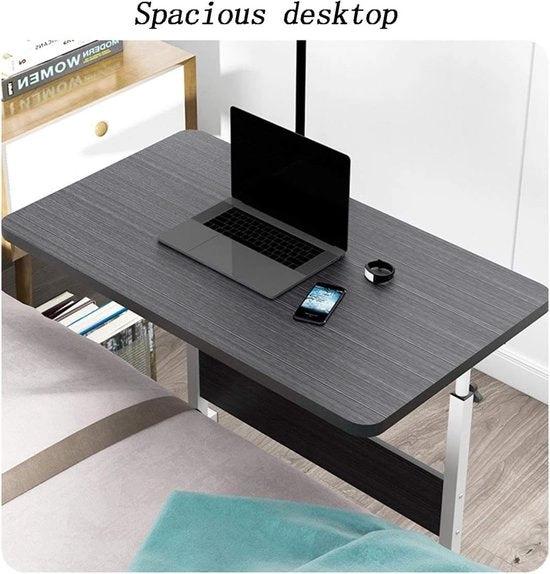 Merkloos Hoogte Verstelbare Bijzettafel Sofa Tafel Laptop Wielen Zwart - Mobiele Laptop Roltafel voor Tablet Groef Computerbureau -