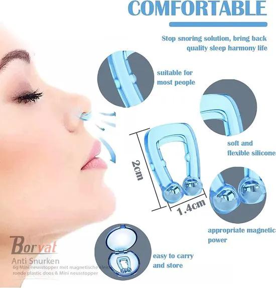 Borvat® Borvat® Anti Snurken - 4 stuks - Apparaten Siliconen Magnetische - Neusklem Gemakkelijk - Ademen Verbeter - Slaap Hulp Apneu Beschermer - voor Nacht - Zeg vaarwel tegen snurken - Effectieve preventie van snurken - High quality&safe - Gemakkelijk te -