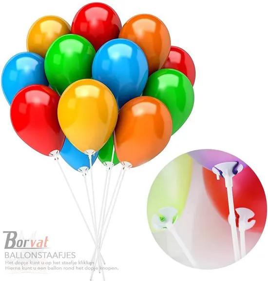 Borvat® Borvat® - Ballonstaafjes - Ballon staafjes - wit - 25 stuks -