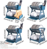 BORVAT Keuken Afdruiprek 2-Laags - Droogrek - Servieshouder - Serviesrek - Opbergrekje - Blauw by BORVAT