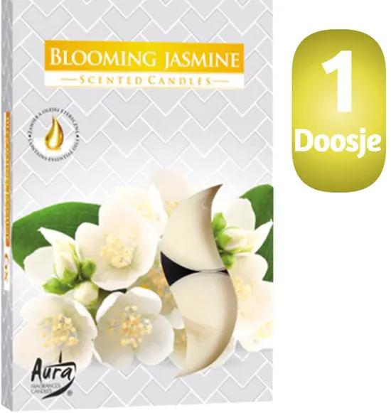meerklose Borvat® | Aura | Geur Theelichtjes | Waxinelichtjes | Scented Candles | Zoete | Bloeiende Jasmijn | 1 doosje met 6 waxinelichtjes -