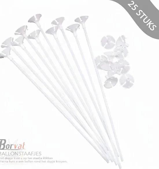 Borvat® Borvat® - Ballonstaafjes - Ballon staafjes - wit - 25 stuks -