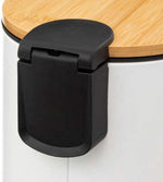 BORVAT Luxe Pedaalemmer Metaal Soft Close - 3L - 17x17x23cm - Badkamer, Keuken, Kantoor - Wit/Hout by BORVAT