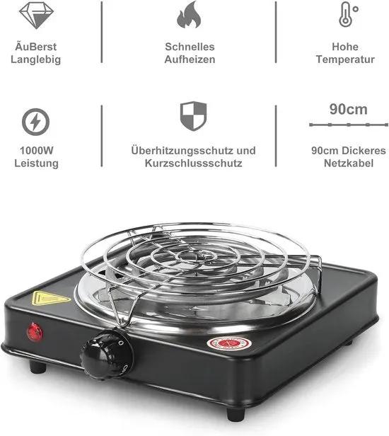 Merkloos Elektrische Kolenbrander voor Snelle Aanmaak van Houtskool - kolenstarter - Kolenaansteker - kooktoestel camping - BBQ Starter - 500W -