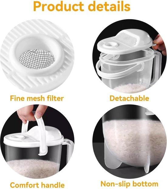 borvat IBBO® - Rijst wassen Strainer - Rijstzeef - Vergieter- Rijstwaskom - Wassen - Zeef met Handvat - Rijst Zeeft - Waskom - Rijstwasser - Afgieter - Plastic Vergiet - Veilig Afgieten -