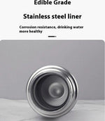 Merkloos Thermosbeker -Travel Mug voor Koffie en Thee - Thermal Water Bottle for Tea Hot -Cold Drinks Stainless Steel Vacuum Sealed Insulated-RVS -510ML-Zilver -
