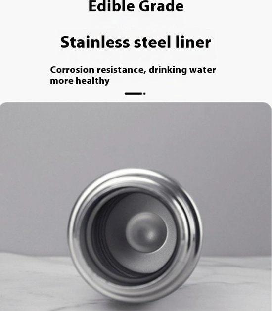 Merkloos Thermosbeker -Travel Mug voor Koffie en Thee - Thermal Water Bottle for Tea Hot -Cold Drinks Stainless Steel Vacuum Sealed Insulated-RVS -510ML-Zilver -