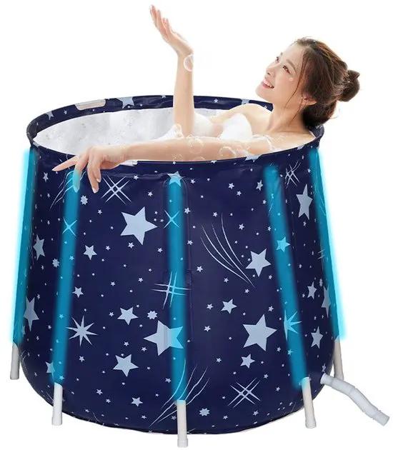 Merkloos IBBO® - Opvouwbaar zitbad - Compact bad - kinderbad - Opzetbad - opvouwbaar bad - zitdouche - Inklapbaar bad - bad - douche - Blauw -