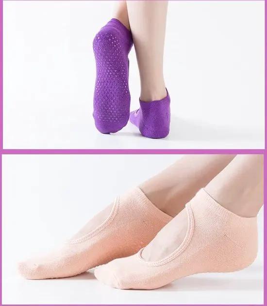 Merkloos IBBO Shop - Premium Anti Slip Yoga Sokken - katoen sokken - Pilates - Piloxing - Ballet - dans sokken - maat 35 tot 40 - 1 paar - Paars -