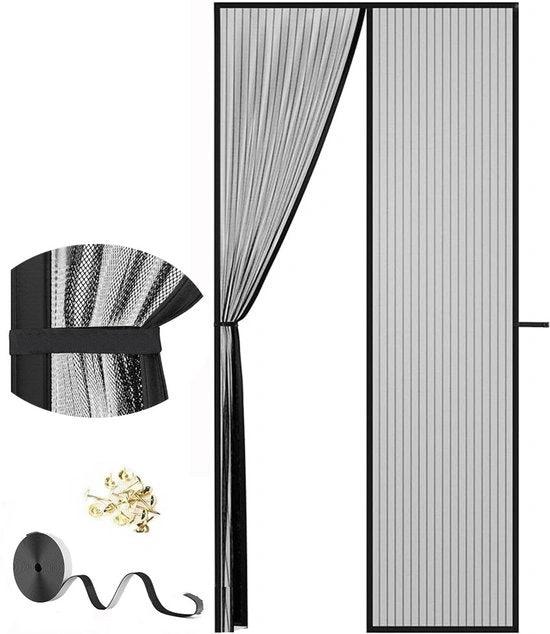 Merkloos Muggengordijn voor de deur - Magnetisch deurscherm - 110 x 210 cm - Stevig muggengordijn voor de deur - Met sterke magneten - Duurzaam gaasgordijn - Houdt insecten buiten - Klittenband aan het frame - Kind- en huisdiervriendelijk -