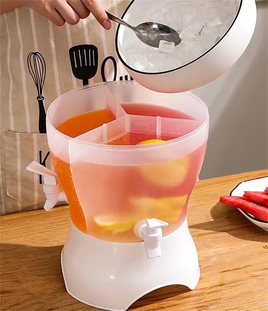 IBBO® IBBO® - Koelkast Drank dispenser - Sap dispenser - 3 in 1 - 3 aparte dispensers - 3.75 liter - plastic drankdispenser met 3 compartimenten - ijswatercontainer voor zomerse sappen - koud water - ijsthee - melk - bier -