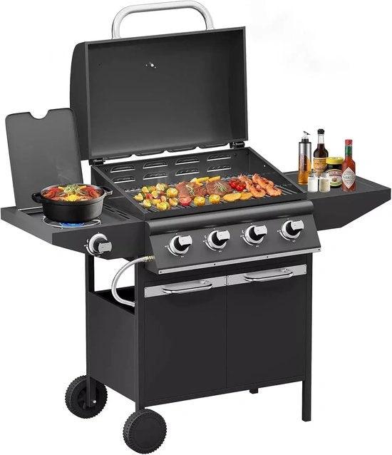 BORVAT Homelux Gasbarbecue Grillwagen - 15kW - 4+1 Branders - Zijbrander - Gasgrill BBQ by BORVAT