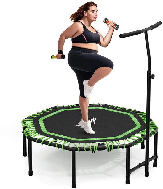 Borvat® Borvat® - Fitness Trampoline - Verstelbaar Fitness Trampoline met Handgreep – Stille, Opvouwbare & Gewrichtsbesparende Trampoline voor het Gezin -