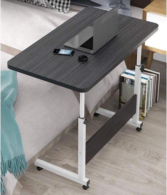 Merkloos Hoogte Verstelbare Bijzettafel Sofa Tafel Laptop Wielen Zwart - Mobiele Laptop Roltafel voor Tablet Groef Computerbureau -