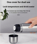 Merkloos Thermosbeker -Travel Mug voor Koffie en Thee - Thermal Water Bottle for Tea Hot -Cold Drinks Stainless Steel Vacuum Sealed Insulated-RVS -510ML-Zilver -