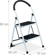 Borvat® Borvat® - Trapladder - staal en rubber - opstap trap - opstapkruk - stalen klaptrap ladder - 2 treden - Wit -