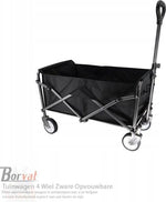 BORVAT Tuinwagen 4-Wiel - Opvouwbare Tas - Tuin Trolley - Winkelwagen - Kruiwagen - Zwart by BORVAT