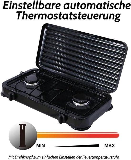 Borvat® Borvat® Gasstel 2 Pits – Compact kooktoestel voor – Krachtige gaskookplaat – Ruimtebesparend ontwerp-Zwart -