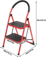 BORVAT Stalen Trapladder Inklapbaar - 2 Treden - Antislip - Huishoudtrap - Compact - Rood by BORVAT