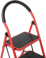 BORVAT Stalen Trapladder Inklapbaar - 2 Treden - Antislip - Huishoudtrap - Compact - Rood by BORVAT