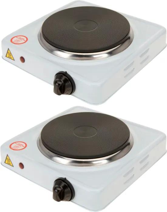 Merkloos 2 STUKS - Elektrische kookplaat - Camping kookplaat - 1 Pits kookplaat - Warmhoudplaat - Elektrische kookplaat 1000W - Camping - Camping Kooktoestel -electrische kookplaat 1 pits -