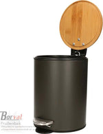 Borvat® Borvat® - Luxe pedaalemmer - metaal - soft close - prullenbak - 3 L - 17 x 17 x 23 cm - kantoor - slaapkamer - badkamer - toilet - keuken - Zwart / Hout -