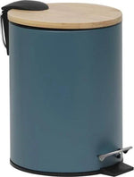 Gebor Stijlvolle Design Prullenbak met Bamboe deksel – Imperial Groen/Bamboe – Klein formaat – 2.5L – Badkamer – Toilet – Keuken – Kantoor – Prullenbak 17x20x23cm -