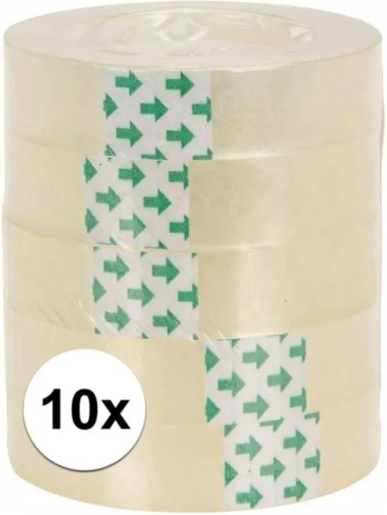 Merkloos Plakband rol - 10x - voor in plakbandhouder - transparant - 1.2 cm x 33 m - tape -