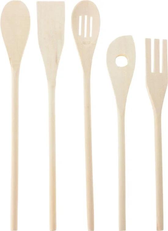 Borvat® BORVAT® - Houten Kooklepelset 5-Delig - Natuurlijke Lepels voor Koken en Bakken - Hittebestendig -