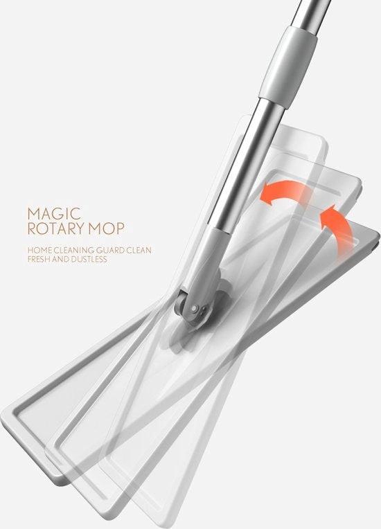 BORVAT Auto Clean Mop - 2-in-1 Dweilsysteem - 360° Draaibare Kop - Inclusief 2 Microvezeldoeken - Wit by BORVAT
