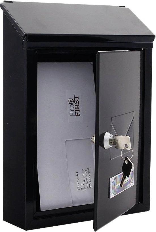 BORVAT Brievenbus met Bevestigingsklem - 2 Sleutels - 30x21x6.5cm - Zwart by BORVAT