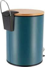 Gebor Stijlvolle Design Prullenbak met Bamboe deksel – Imperial Groen/Bamboe – Klein formaat – 2.5L – Badkamer – Toilet – Keuken – Kantoor – Prullenbak 17x20x23cm -