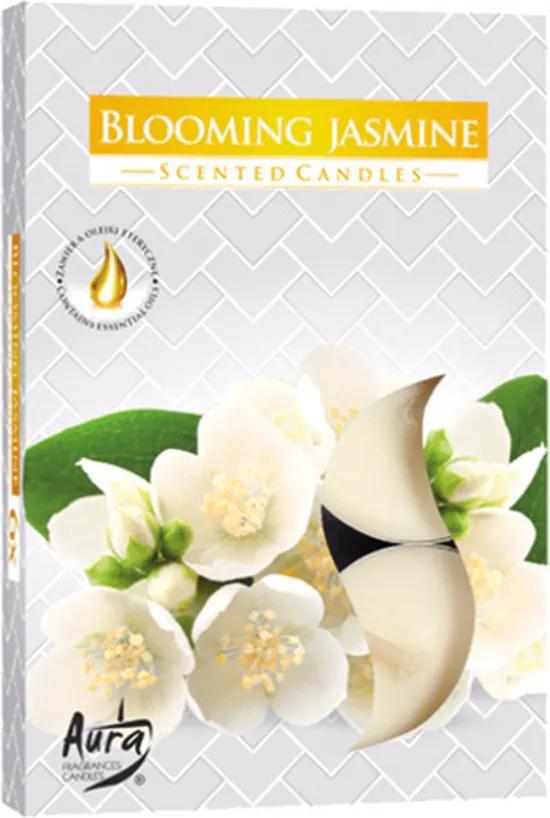 meerklose Borvat® | Aura | Geur Theelichtjes | Waxinelichtjes | Scented Candles | Zoete | Bloeiende Jasmijn | 1 doosje met 6 waxinelichtjes -