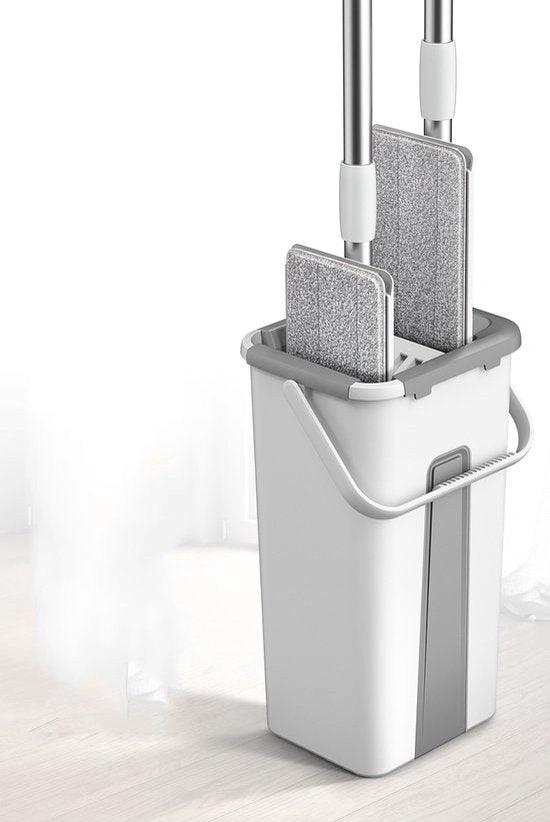BORVAT Auto Clean Mop - 2-in-1 Dweilsysteem - 360° Draaibare Kop - Inclusief 2 Microvezeldoeken - Wit by BORVAT