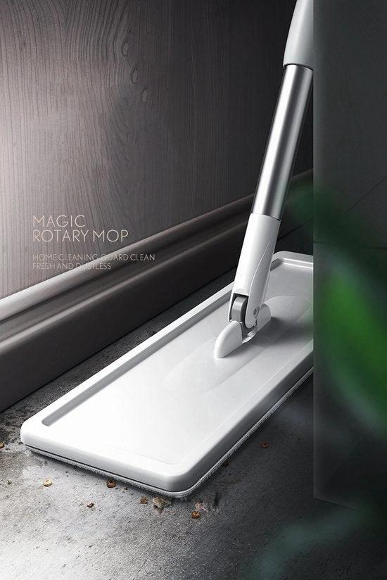 BORVAT Auto Clean Mop - 2-in-1 Dweilsysteem - 360° Draaibare Kop - Inclusief 2 Microvezeldoeken - Wit by BORVAT