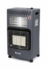 borvat Opvouwbare Gas- en Elektrische Kachel – Opvouwbare heater – Infrarood kachel – Krachtige en Veilige Gas Heater voor Binnen – Met Wieltjes en Omvalbeveiliging – 4200 W – Grijs -