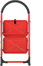 BORVAT Stalen Trapladder Inklapbaar - 2 Treden - Antislip - Huishoudtrap - Compact - Rood by BORVAT