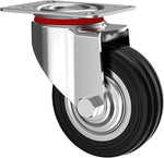 WielenWarenhuis Heavy Duty Wheels 75 mm with Brake, 4 Pieces Transport Casters, Casters up to 200 kg, Rubber Furniture Casters, 360 Degree Rotatable, Industrial Casters, Heavy Load, Wheels for Furniture (2 - Casters