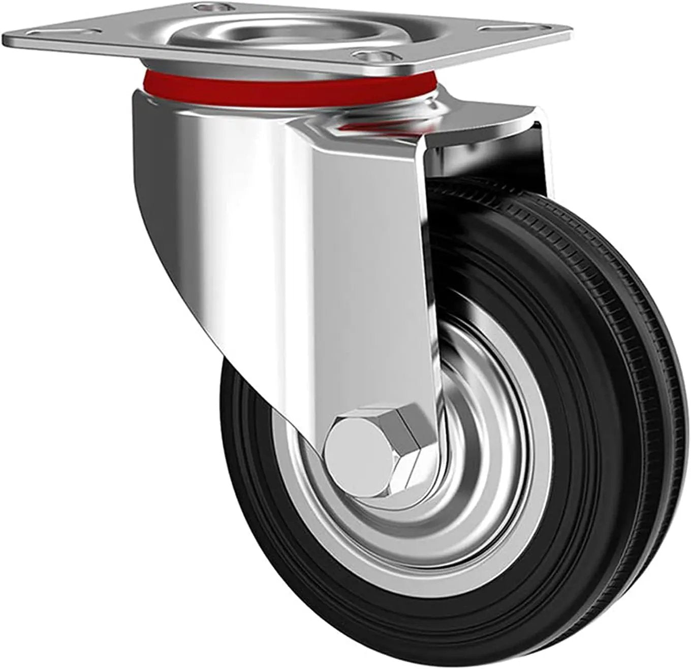 WielenWarenhuis Heavy Duty Wheels 75 mm with Brake, 4 Pieces Transport Casters, Casters up to 200 kg, Rubber Furniture Casters, 360 Degree Rotatable, Industrial Casters, Heavy Load, Wheels for Furniture (2 - Casters