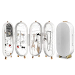 Merkloos sieradenstandaard, sieradenstandaard, sieradenopbergdoos, 4-traps display, 151 gaten om op te hangen, 21 kettinggroeven, met spiegel, voor oorbellen, oorstekers, dunne ketting (donkergroen) - Jewelry Stands