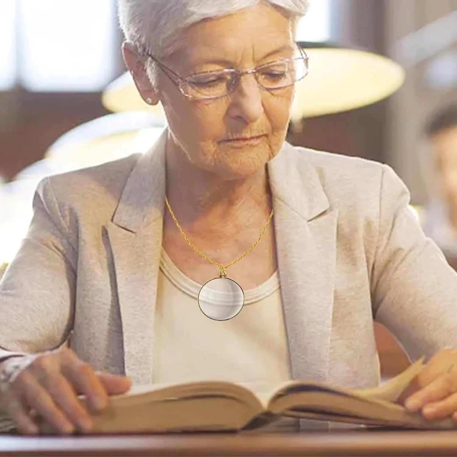 Borvat® Gouden Ketting Vergrootglas 5x Monocle Lens Voor Lezen Reizen - Magnifiers Kantoor & School